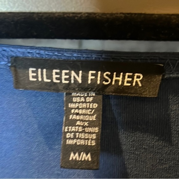 Eileen Fisher Blue Long Sleeve Scoop Neck Sheath Dress size Medium - Picture 2 of 8